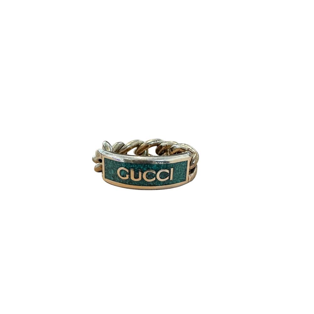 Gucci Logo Chain Silver Ring